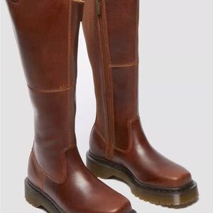 Brown Leather Knee-High Boots